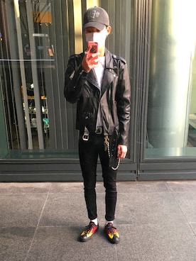 「アイテム（ウォレットチェーン）」を使った、yakbowei___さん（メンズ・174cm）の冬コーディネート