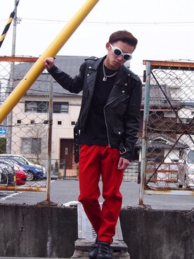 「JOHN LAWRENCE SULLIVAN accessory（ジョンローレンスサリバンアクセサリー）のアイテム（パンツ）」を使った、yakbowei___さん（メンズ・174cm）の春コーディネート