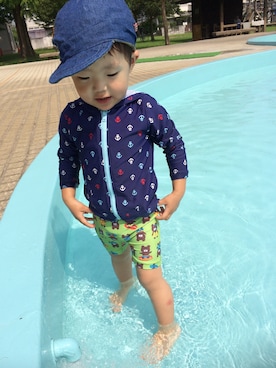 「水着スタイル」｜「アイテム（帽子）」を使った、kaiiiiigaさん（キッズ・90cm）の夏コーディネート