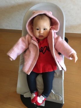 「babygap」｜「アイテム（ダウンジャケット/コート）」を使った、徐韡さん（キッズ・70cm）の春コーディネート
