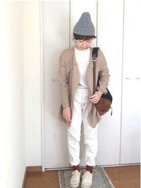 「Ungrid（アングリッド）の 【Casual】Keds別注裏毛ｽﾆｰｶｰ （スニーカー、ホワイト系）」を使った、gem＊さん（レディース・162cm）の春コーディネート