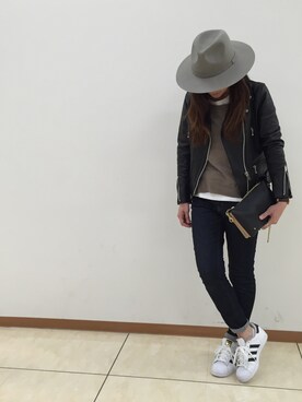 「LIVE」｜「アイテム（ライダースジャケット）」を使った、shochan*さん（レディース・156cm）の秋コーディネート