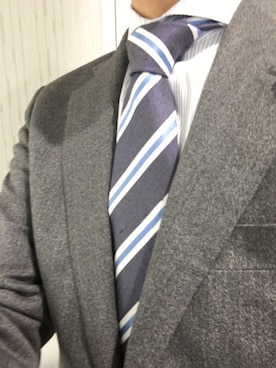「アイテム（ネクタイ、シルバー系）」を使った、masaさん（メンズ・172cm）の秋コーディネート