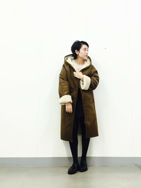 「コーディガン」｜「アイテム（ムートンコート）」を使った、IMOKOさん（レディース・148cm）の秋コーディネート