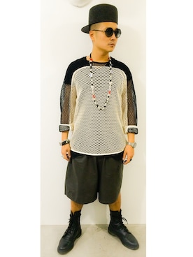 「blackmeans（ブラックミーンズ）のアイテム（トップス）」を使った、VERBALさん（メンズ・170cm）の夏コーディネート