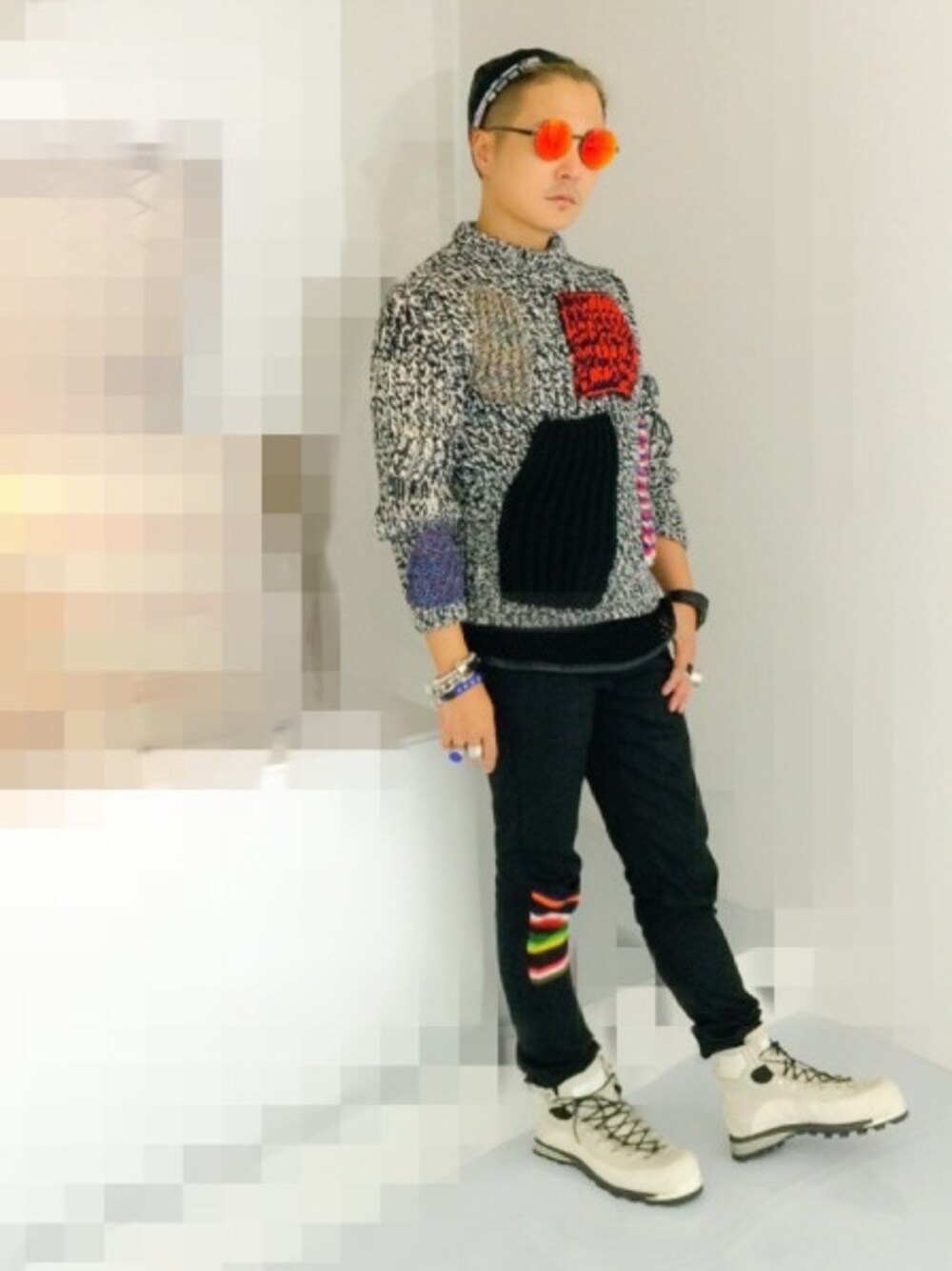 VERBALさんの「Multicolor Sterling Ruby Mens Patchwork Knit Jumper（RAF SIMONS）」を使ったコーディネート