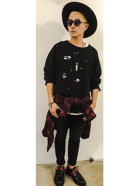 「TAKAHIROMIYASHITATheSoloIst.（タカヒロミヤシタザソロイスト）のアイテム（ニット/セーター）」を使った、VERBALさん（メンズ・165cm）の秋コーディネート