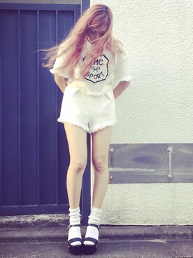 「aliceMcCALL（アリスマッコール）のアイテム」を使った、知念美加子さん（レディース・163cm）の夏コーディネート