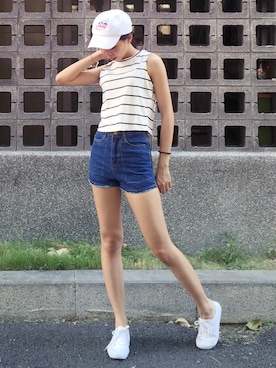 「高腰褲」｜Zonaさん（レディース・158cm）の夏コーディネート