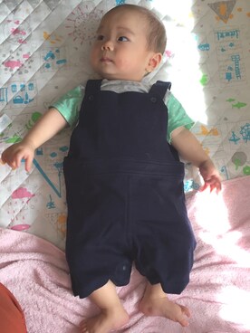 「組曲(クミキョク)のアイテム(サロペット/オーバーオール)」を使った、sakuさん(キッズ・60cm)の秋コーディネート