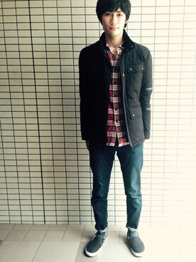 「さんぽ」｜「アイテム（ブルゾン）」を使った、平松拓人さん（メンズ・178cm）の春コーディネート