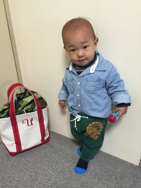 「こどまーく（コドマーク）のアイテム」を使った、Nagiさん（キッズ・70cm）の春コーディネート