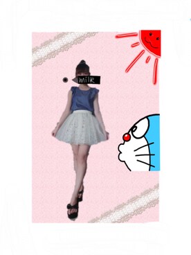 「SNIDEL（スナイデル）のリボンビーチサンダル（サンダル、ブラック系）」を使った、🐑さん（レディース・164cm）の夏コーディネート