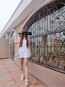 「dazzlin（ダズリン）のアイテム（サンダル、ホワイト系）」を使った、🐑さん（レディース・164cm）の夏コーディネート