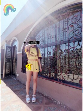 「SNIDEL（スナイデル）のハイテクソールサンダル（パンプス、ホワイト系）」を使った、🐑さん（レディース・164cm）の夏コーディネート