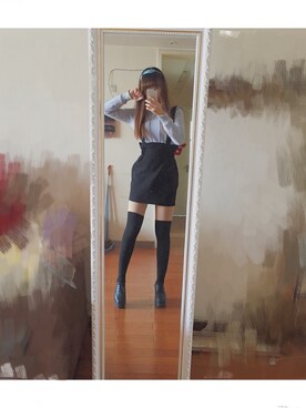 「SNIDEL（スナイデル）のアイテム（スカート、ブラック系）」を使った、🐑さん（レディース・164cm）の冬コーディネート