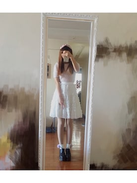 「SNIDEL（スナイデル）のファーライクニットプル（ニット/セーター、ホワイト系）」を使った、🐑さん（レディース・164cm）の冬コーディネート