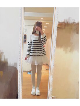 「SNIDEL（スナイデル）のアイテム（ワンピース/ドレス、ホワイト系）」を使った、🐑さん（レディース・164cm）の冬コーディネート