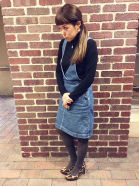 「DRESSTERIOR（ドレステリア）のデニムワンピ （ワンピース、ブルー系）」を使った、tsukasaさん（レディース・150cm）の冬コーディネート