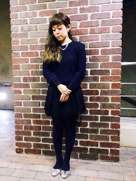 「FERRAGAMO（フェラガモ）のshoes（バレエシューズ、シルバー系）」を使った、tsukasaさん（レディース・150cm）の冬コーディネート