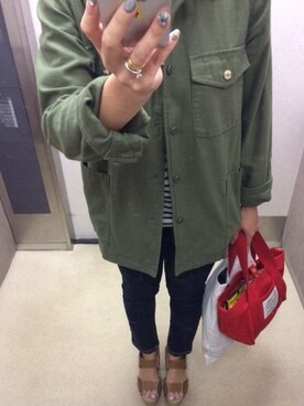 「BED&BREAKFAST（ベットアンドブレックファスト）のHeavy Cotton Stripe ボートネックトップス（Tシャツ/カットソー、ホワイト系）」を使った、tsukasaさん（レディース・150cm）の夏コーディネート