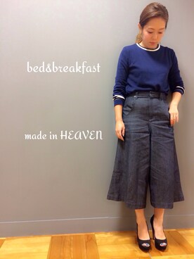 「BED&BREAKFAST（ベットアンドブレックファスト）のアイテム（シャツ/ブラウス、ブルー系）」を使った、tsukasaさん（レディース・150cm）の夏コーディネート