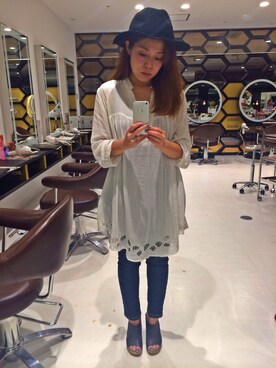 「BED&BREAKFAST（ベットアンドブレックファスト）のアイテム（デニムパンツ、ブルー系）」を使った、tsukasaさん（レディース・150cm）の夏コーディネート