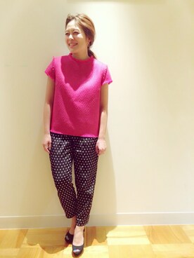 「GREED International（グリードインターナショナル）のアイテム（その他トップス、ピンク系）」を使った、tsukasaさん（レディース・150cm）の秋コーディネート