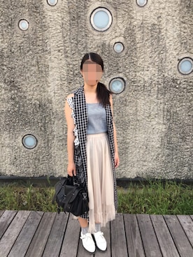 「Marjorie（マージョリー）のアイテム（ジャケット/アウター）」を使った、Kiki Wengさん（レディース・163cm）の夏コーディネート