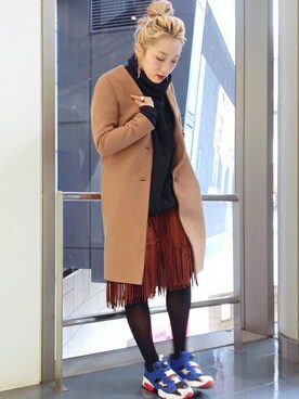 「Khaju（カージュ）のアイテム（その他アウター）」を使った、箕山さん（レディース・164cm）の冬コーディネート