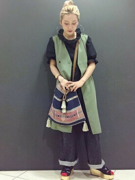 「Khaju（カージュ）のアイテム（その他アウター）」を使った、箕山さん（レディース・164cm）の春コーディネート
