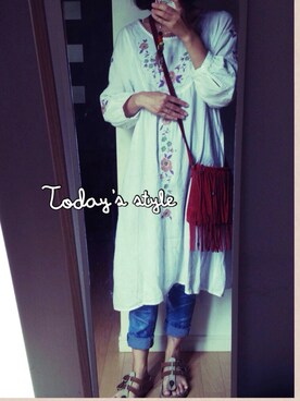 「w closet（ダブルクローゼット）のビンテージワンピース（One piece dress、ホワイト系）」を使った、kiryさん（レディース・151cm）の春コーディネート