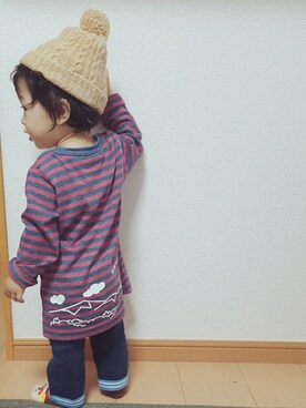 「MIKI HOUSE（ミキハウス）のアイテム（ニットキャップ/ビーニー）」を使った、mii🐥さん（キッズ・70cm）の秋コーディネート