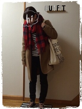 「TODAY'S SPECIAL（トゥデイズスペシャル）のMARCHE BAG/マルシェバッグ（エコバッグ/サブバッグ）」を使った、kossie*さん（レディース・158cm）の冬コーディネート