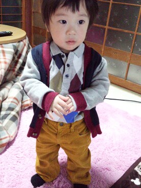 「アイテム（ポロシャツ）」を使った、sosyu☆さん（キッズ・80cm）の秋コーディネート