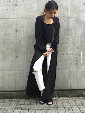 「ロングカーディガン」｜IBUさん（レディース・161cm）の夏コーディネート