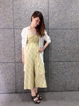 「laboratory work（ラボラトリーワーク）のアイテム（サロペット/オーバーオール）」を使った、いっしーさん（レディース・159cm）の夏コーディネート