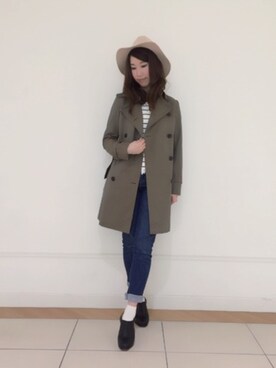 「定番」｜「アイテム（トレンチコート）」を使った、いっしーさん（レディース・159cm）の冬コーディネート