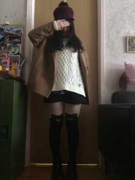 「:CHOCOOLATEのアイテム（ジャケット/アウター）」を使った、Ashleyʕ •ᴥ•ʔさん（レディース・153cm）の冬コーディネート