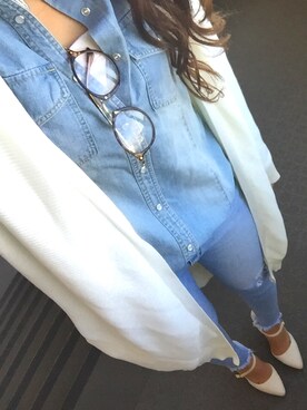 「デニム オン デニム」｜「アイテム（その他アウター）」を使った、あざらしさん（レディース・163cm）の春コーディネート