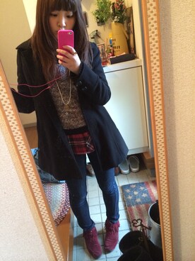 「OZOC（オゾック）のアイテム（その他アウター）」を使った、Runa Itoさん（レディース・161cm）の春コーディネート