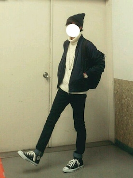 「STUDIOUS（ステュディオス）のアイテム（MA-1）」を使った、reposukeさん（メンズ・173cm）の冬コーディネート