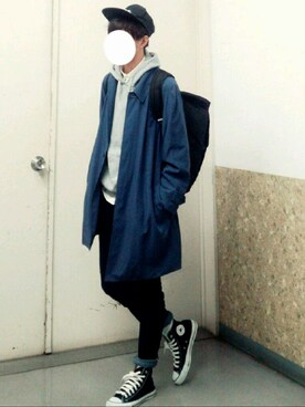 「GU（ジーユー）のアイテム（キャップ）」を使った、reposukeさん（メンズ・173cm）の春コーディネート