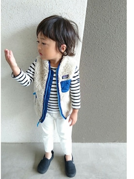 「パタゴニア」｜「アイテム（その他アウター）」を使った、tommyさん（キッズ・90cm）の秋コーディネート