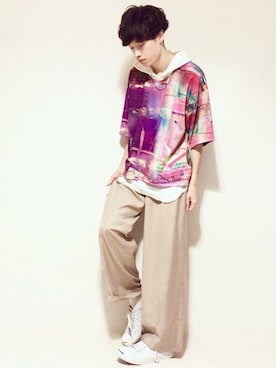 「MIFUNE（ミフネ）のアイテム（Tシャツ/カットソー）」を使った、tsUyOshIさん（メンズ・182cm）の秋コーディネート
