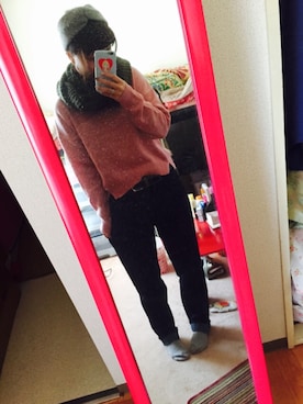 「ピンクニット」｜ふわり。さん（レディース・149cm）の冬コーディネート