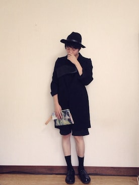 「Yohji Yamamoto（ヨウジヤマモト）のアイテム（チェスターコート）」を使った、あじぽんさん（メンズ・174cm）の秋コーディネート
