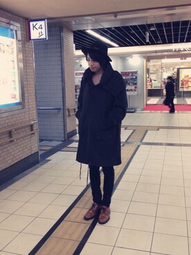 「mercibeaucoup,（メルシーボークー）のアイテム（その他アウター）」を使った、あじぽんさん（メンズ・174cm）の冬コーディネート