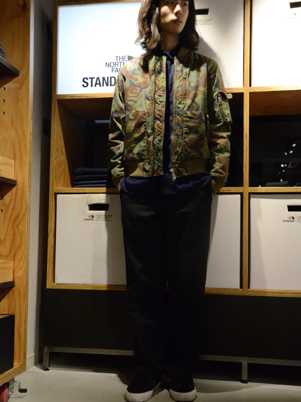 「camouflage、jacket 、green、THE NORTH FACE、THE NORTH FACE PURPLE LABEL、THE NORTH FACE STANDARD」｜「THE NORTH FACE PURPLE LABELのCamouflage Mountain Field Jacket / THE NORTH FACE PURPLE LABEL（ミリタリージャケット、グリーン系）」を使った、TNFSTDFUTAKOTAMAGAWAさん（メンズ・176cm）の冬コーディネートの1枚目の写真