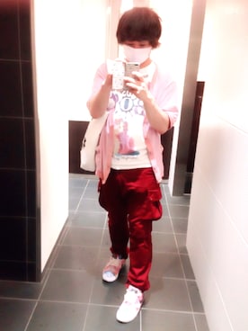 「UP SMILE（アップスマイル）のアイテム（パンツ）」を使った、もぐちゃさん（メンズ・167cm）の夏コーディネート